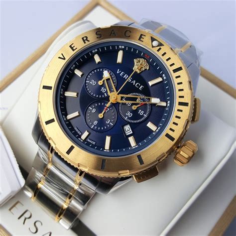 versace rose gold chronograph watch men& 39|Versace swiss made watch price.